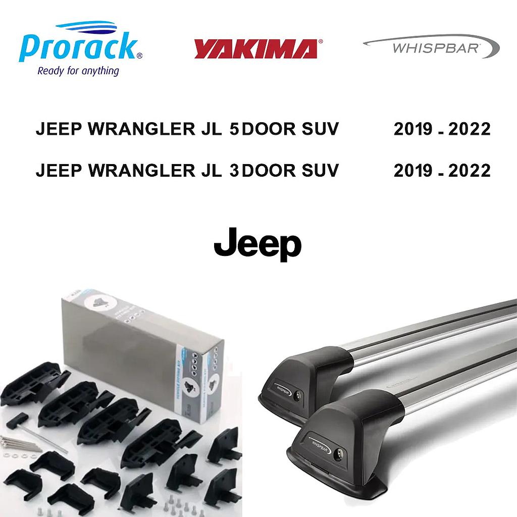 Set of YK K324 Fitting Kit Xl and YK S18W Whispbar Through 149Cm for Jeep Wrangler JL 3 Door SUV May 2019 -2022